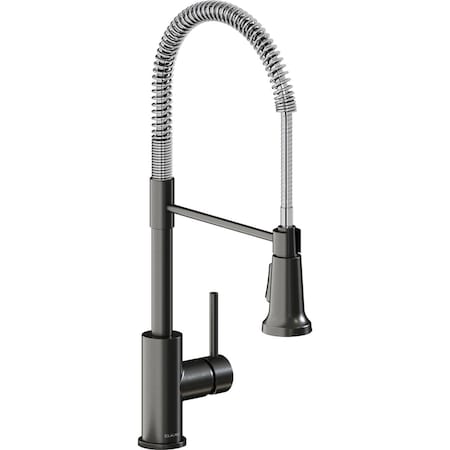 Elkay Single Hole Kitchen Faucet w/ Semi-professional Spout and Lever Handle Black Stainless and Chrome LKAV2061BKCR